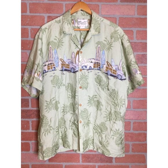 Vintage Diamond Head Sportswear Pineapple Hawaiian Button-Up Shirt Green Size XL - Picture 1 of 5